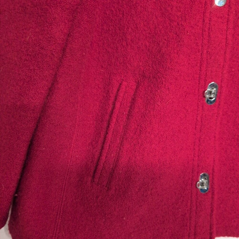 Talbots Boiled Wool Toggle Sweater Jacket Womens Size Medium Red Cardigan - Picture 4 of 7